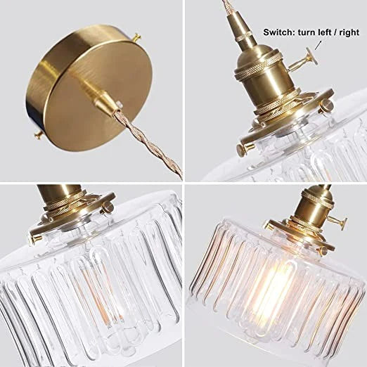 Classic Crystal Drop Pendant Light Glass Shade
