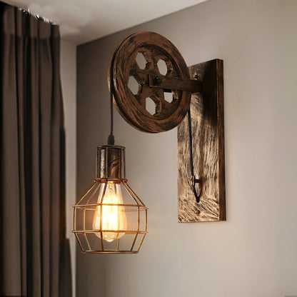 Rustic Metal Wall Light - Vintage LED Lamp Fixture