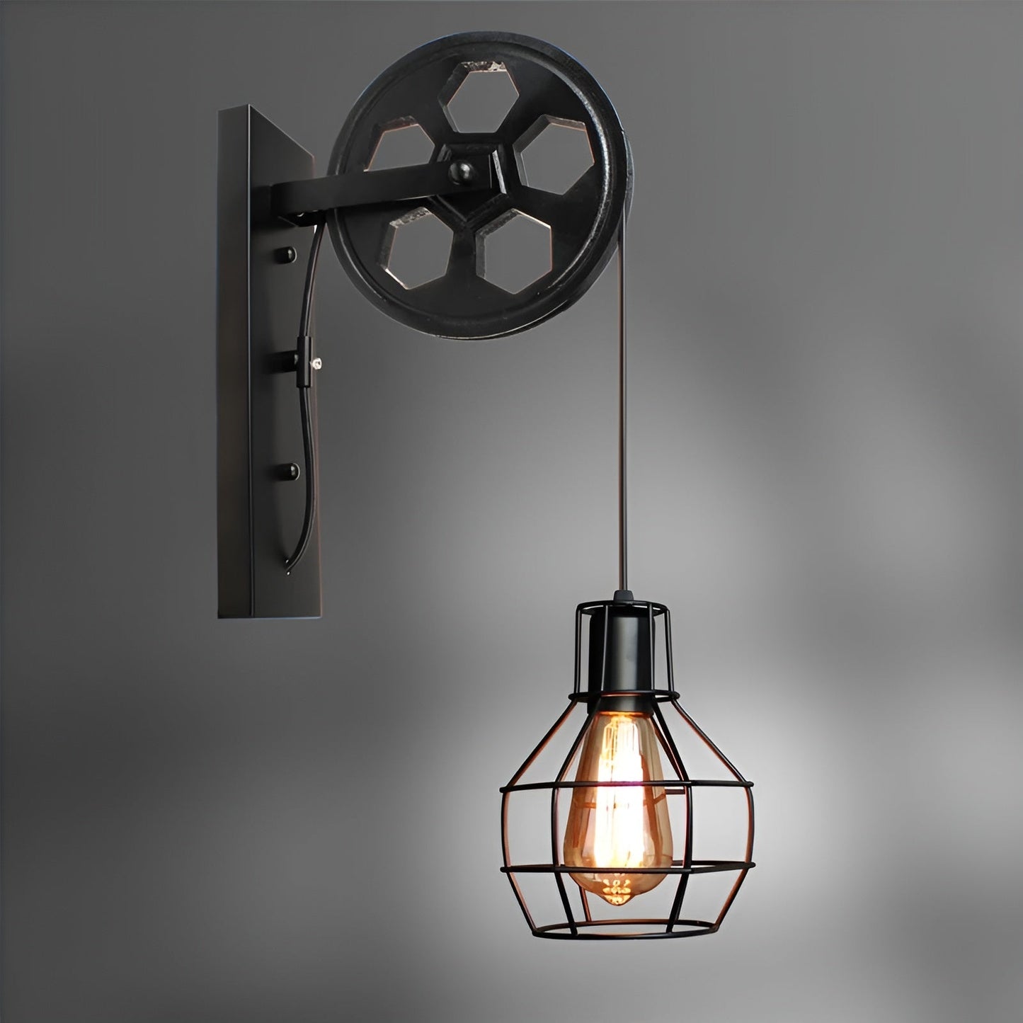 Rustic Metal LED Wall Light – Vintage Industrial Lamp - Fesara