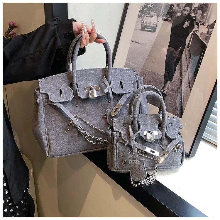Casual Distressed Denim Crossbody Bag - Fesara