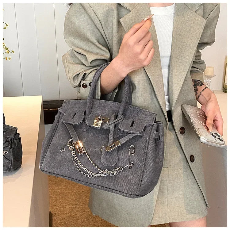 Vintage Distressed Denim Crossbody Bag 2025 Spring Summer Boho Chic Shoulder Purse for Women - Funny Ripped Designer Handbag 2