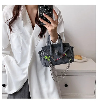 Vintage Distressed Denim Crossbody Bag 2025 Spring Summer Boho Chic Shoulder Purse for Women - Funny Ripped Designer Handbag 3