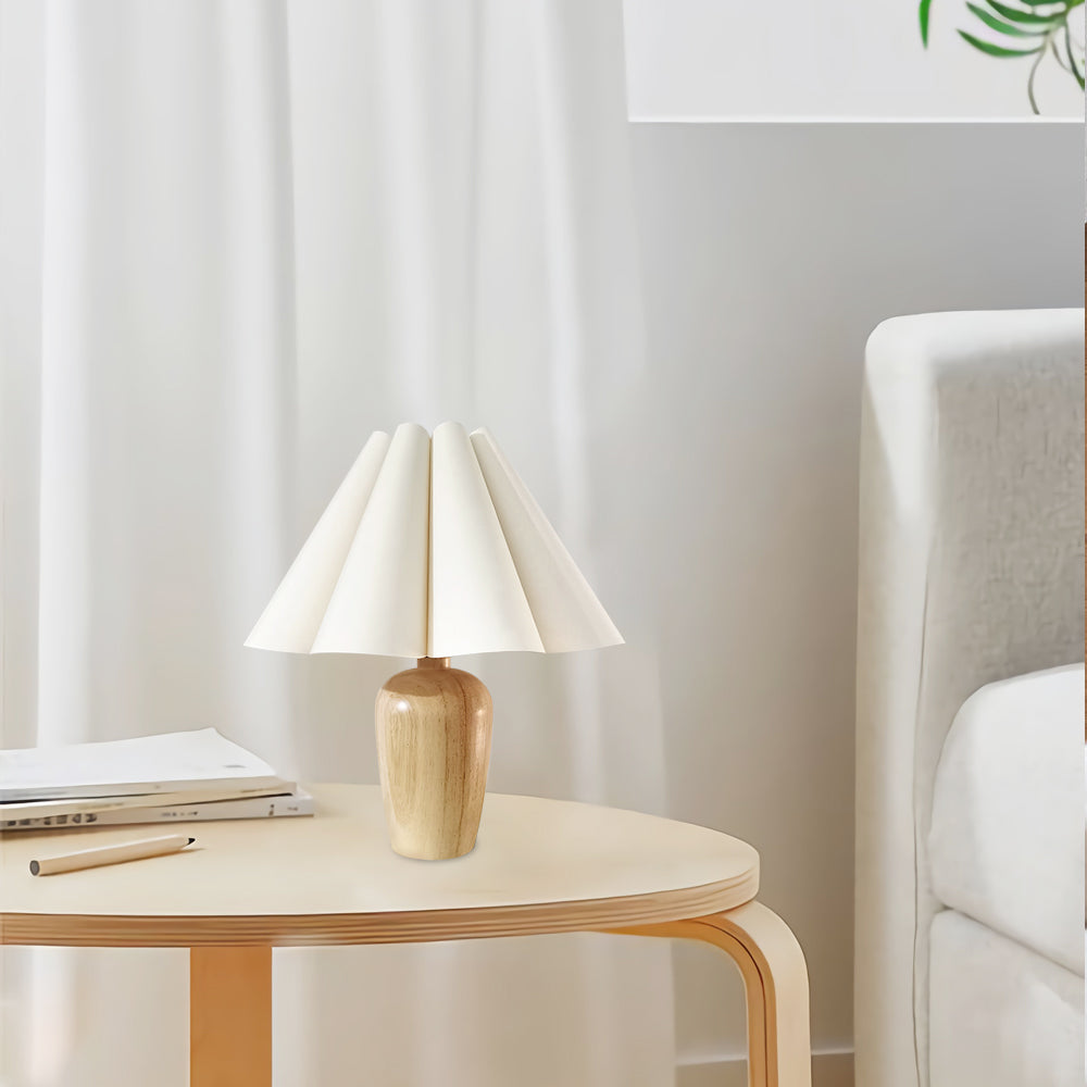 Luxury Soft Fold Table Lamp with Wood Base