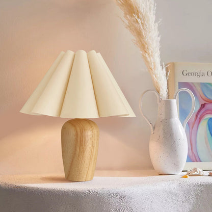 Luxury Soft Fold Table Lamp with Wood Base