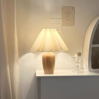 Luxury Soft Fold Table Lamp with Wood Base