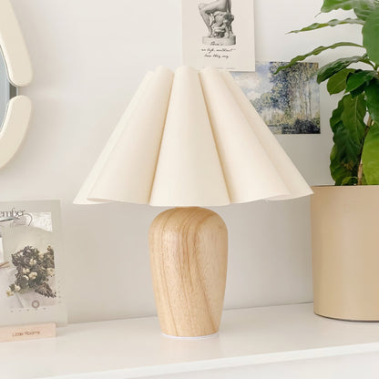 Luxury Soft Fold Table Lamp with Wood Base