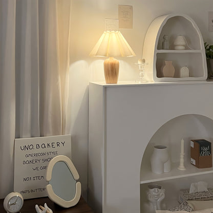 Luxury Soft Fold Table Lamp with Wood Base