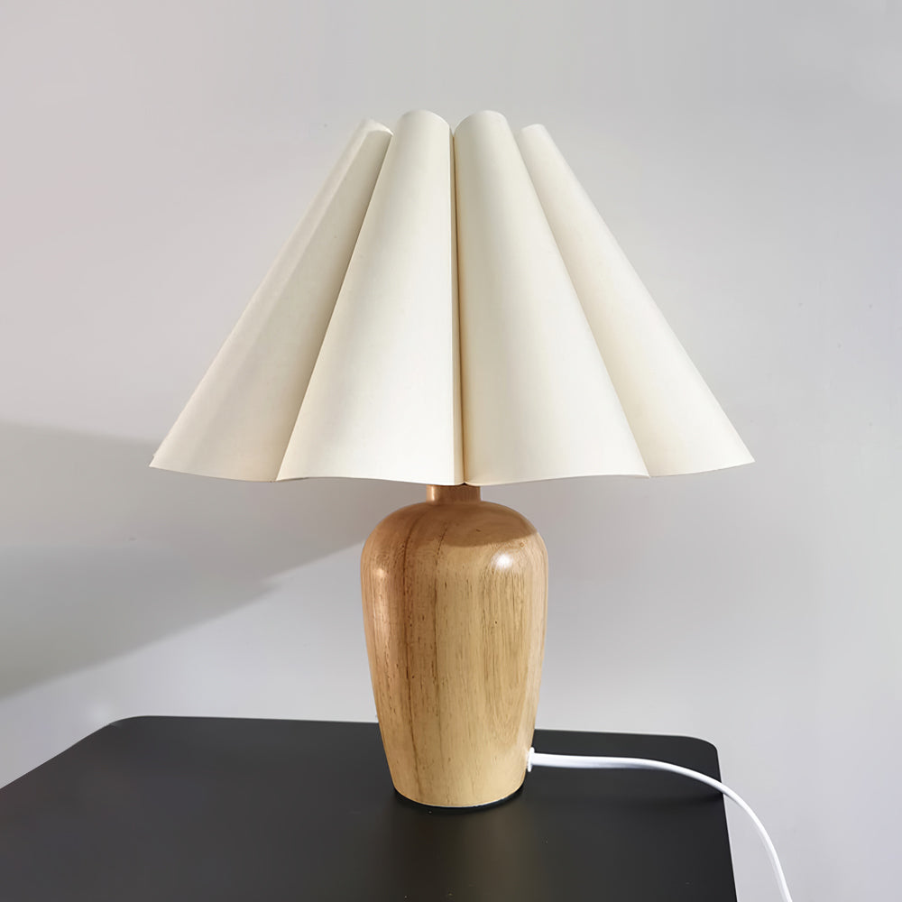 Luxury Soft Fold Table Lamp with Wood Base