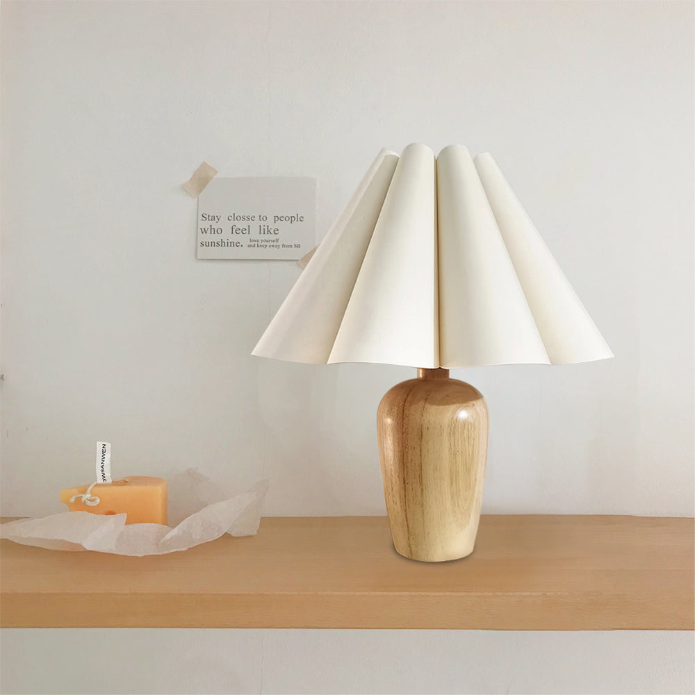 Luxury Soft Fold Table Lamp with Wood Base