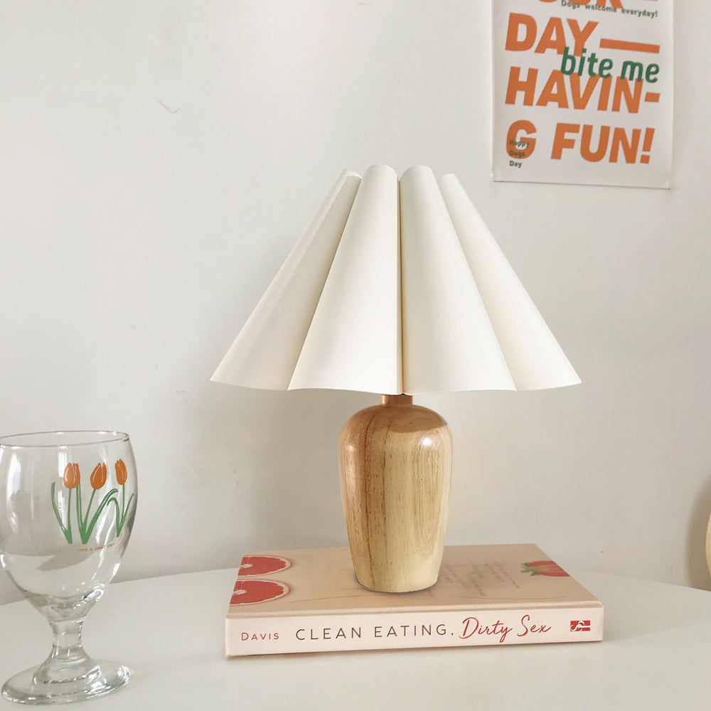 Luxury Soft Fold Table Lamp with Wood Base