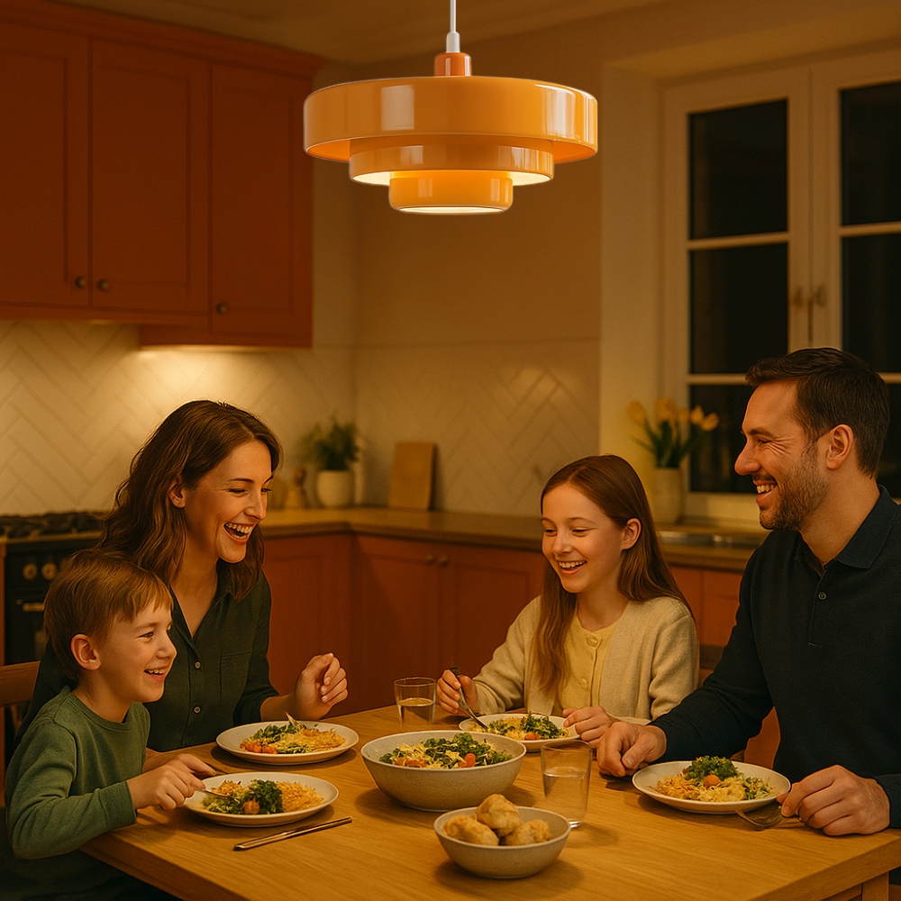Rustic Metal Pendant Light - Classic Warm LED Lighting