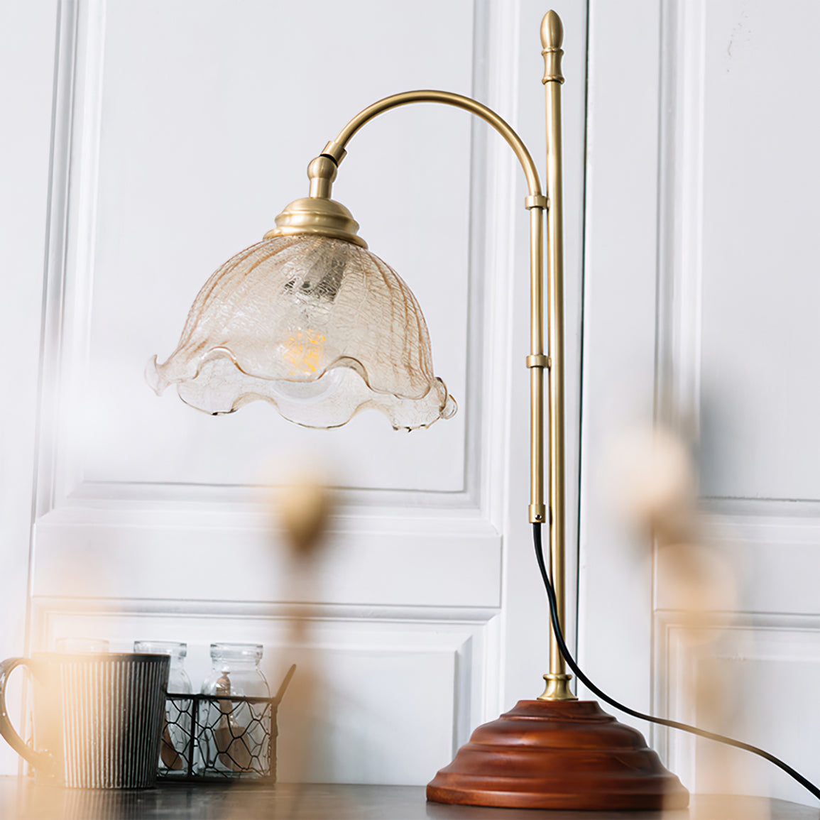 Vintage Style Lamp with Distressed Finish and Warm Light