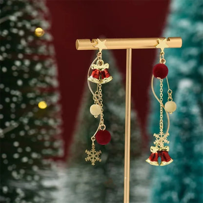 Fesara | Lunarelle Christmas Tree Earrings - Green & Gold, Lightweight and Festive with Elegant Bow