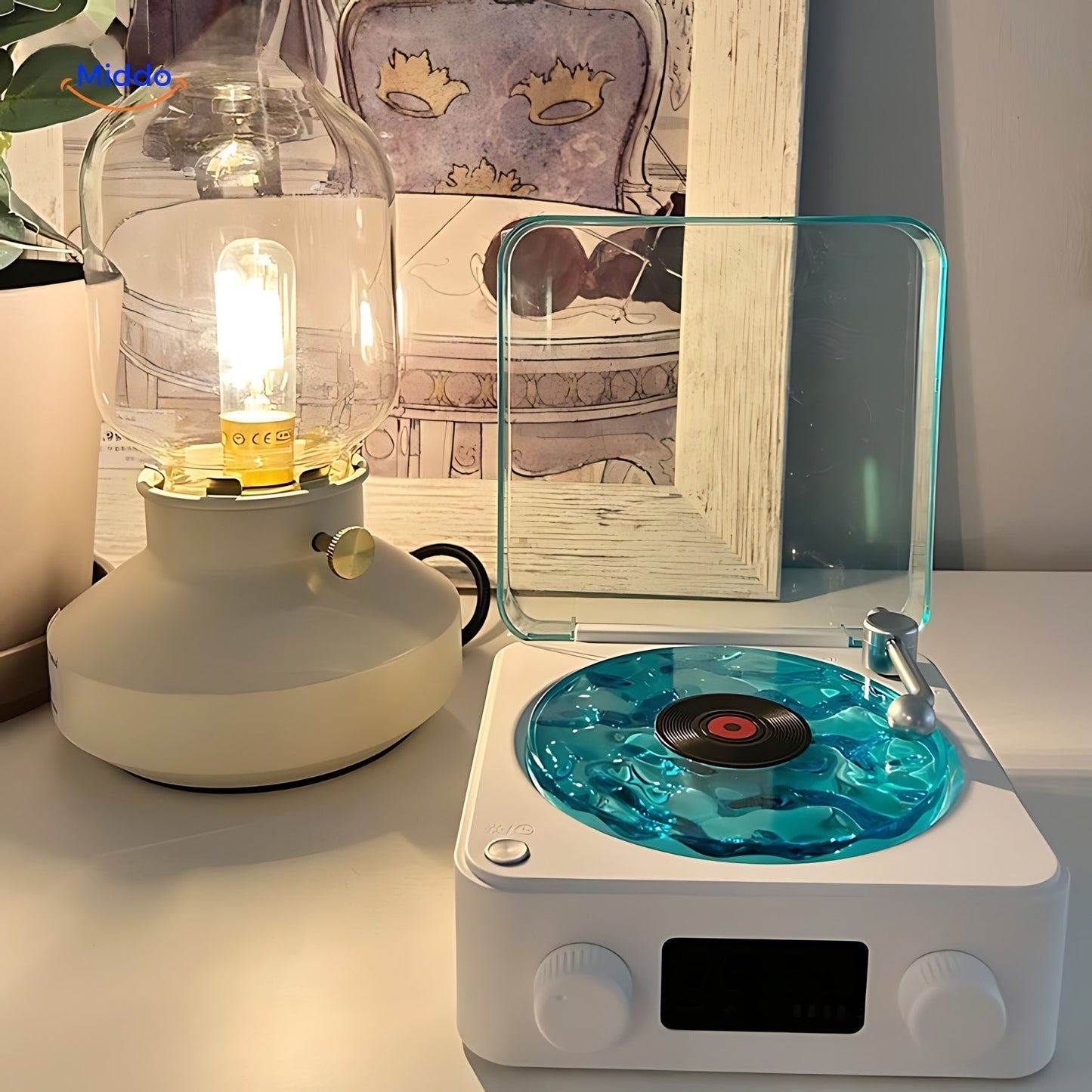 Wireless Vinyl Turntable Speaker with Colorful LED Lights