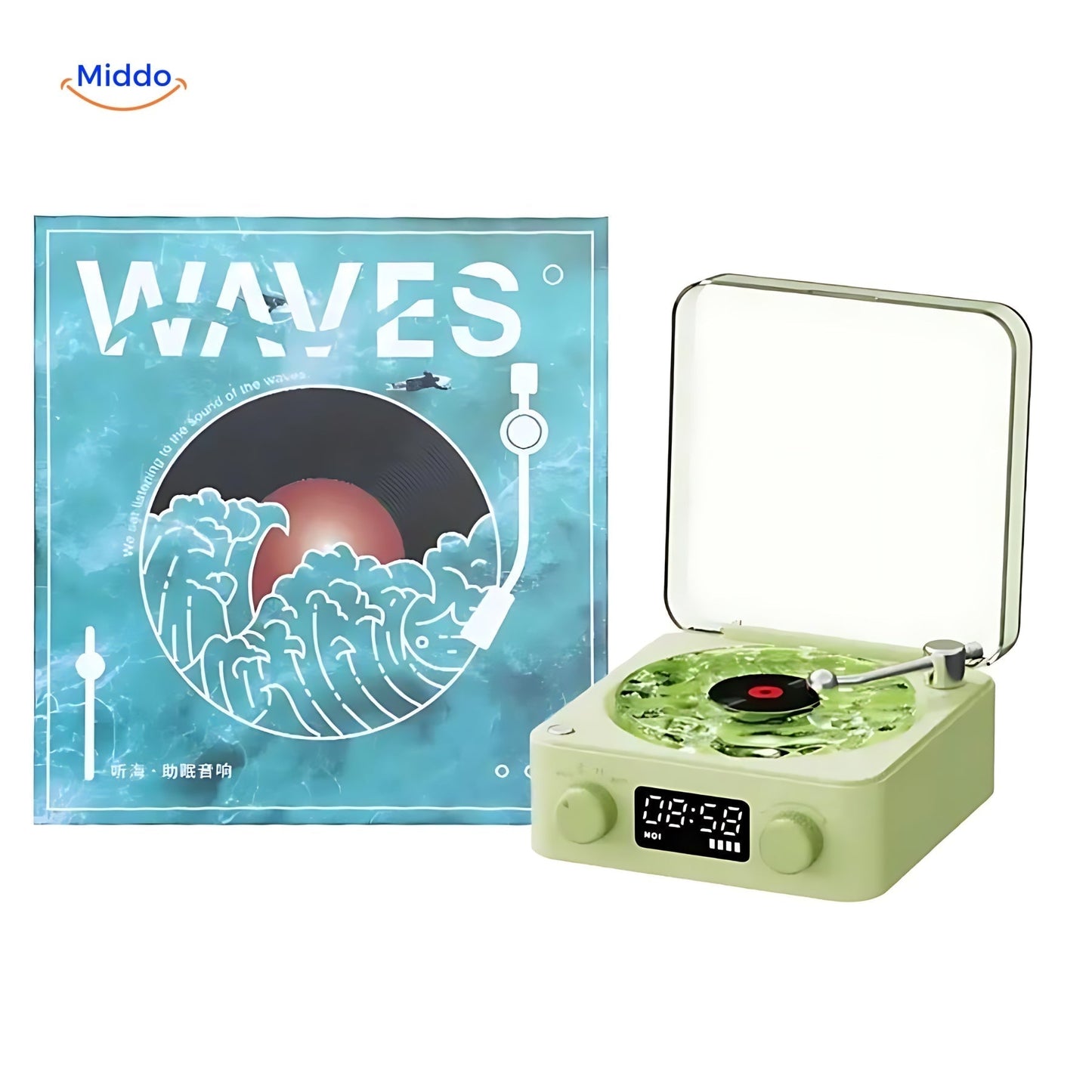 Wireless Vinyl Turntable Speaker with Colorful LED Lights
