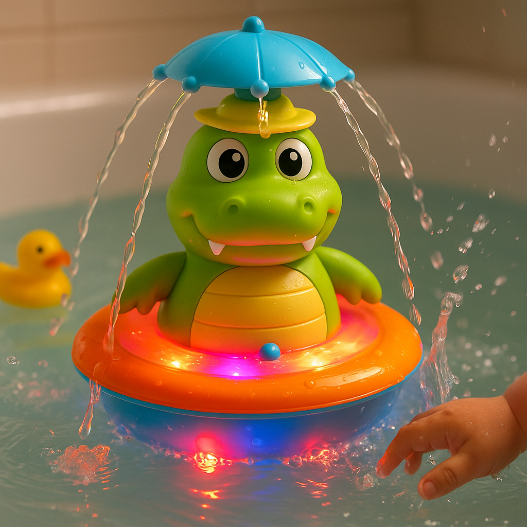 Fun Floating Lighted Crocodile Bath Toy Sprayer - Fesara