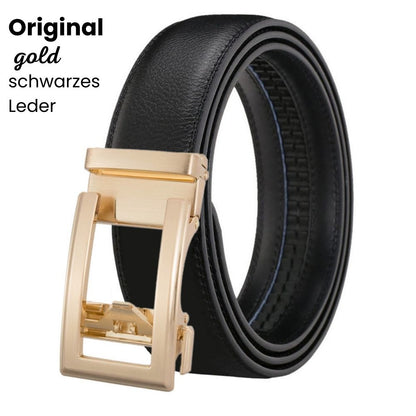 Men's Leather Ratchet Belt with Metal Buckle and Box - Fesara