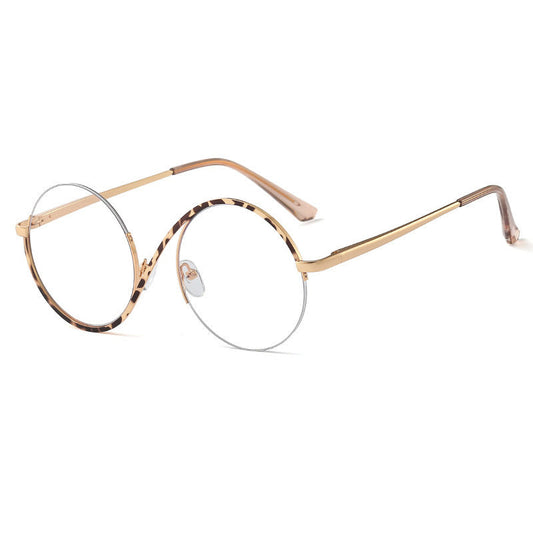 Trendy Cross Semi-Rim Round Glasses for Men - Fesara