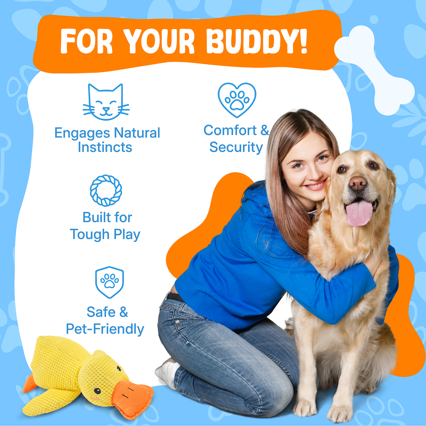 Vivolux | Dog Toy Soft Plush Duck Chew Toy 3