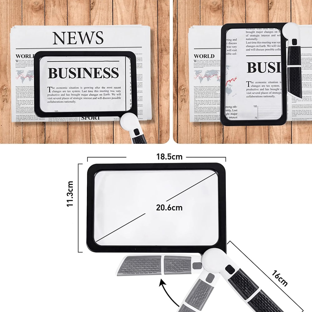 Vivolux | Full-page handheld magnifying glass – 5X magnification, LED illuminated magnifying glass with 3 modes, ideal for reading books and for seniors 3