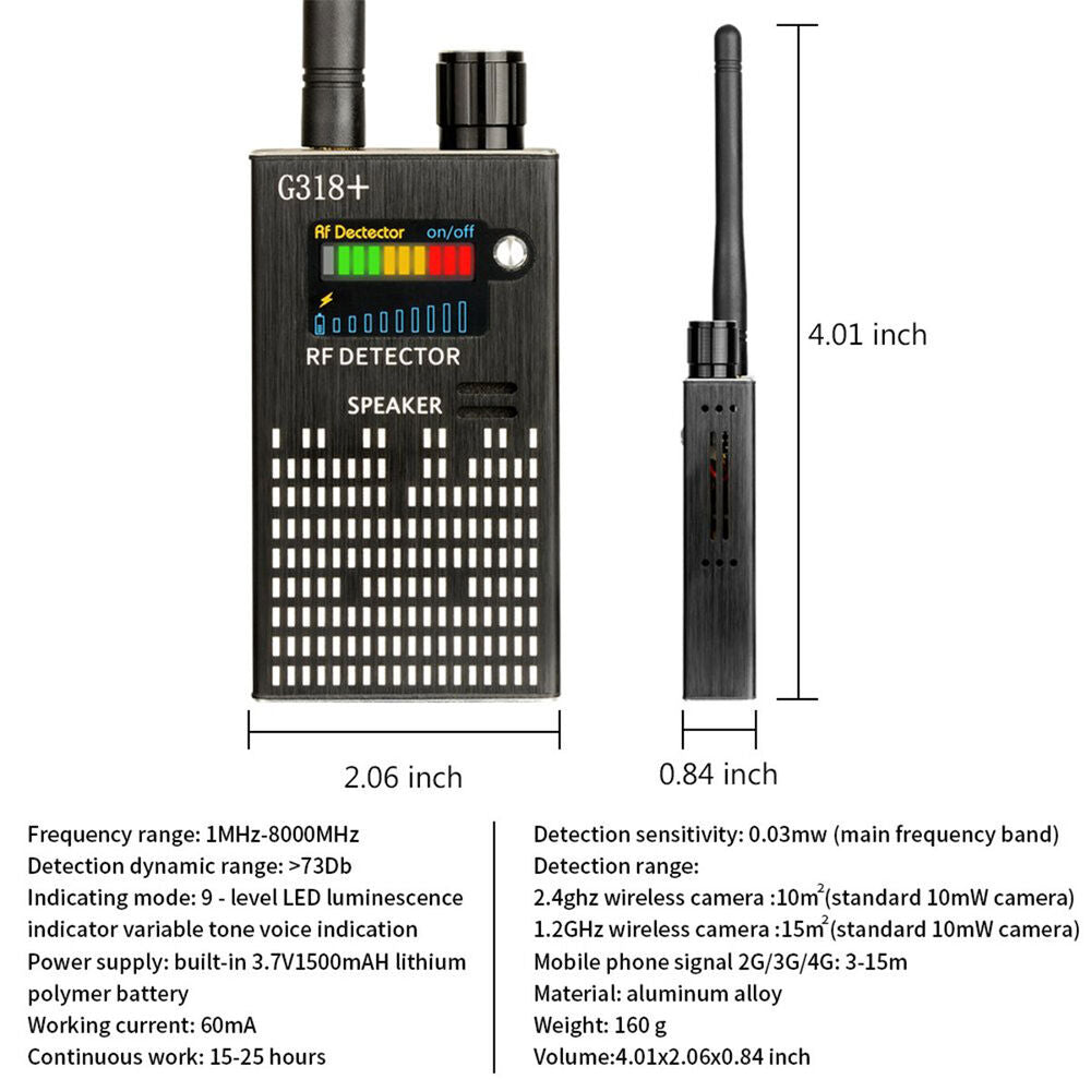 Vivolux | Spionagesignal-Wanzendetektor, HF-Detektor, versteckte Kamera, Laserlinse, GSM-GPS-Gerätefinder 6