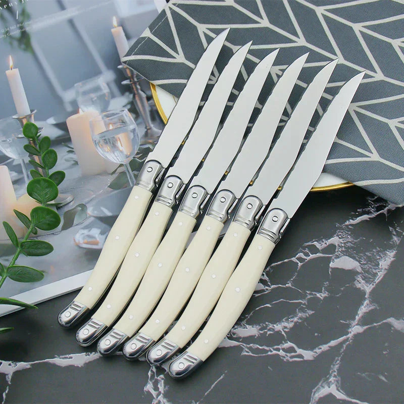 Timeless Silverware Set with Elegant White Handles - Fesara