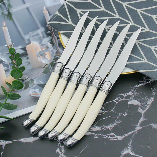 Timeless Silverware Set with Elegant White Handles - Fesara