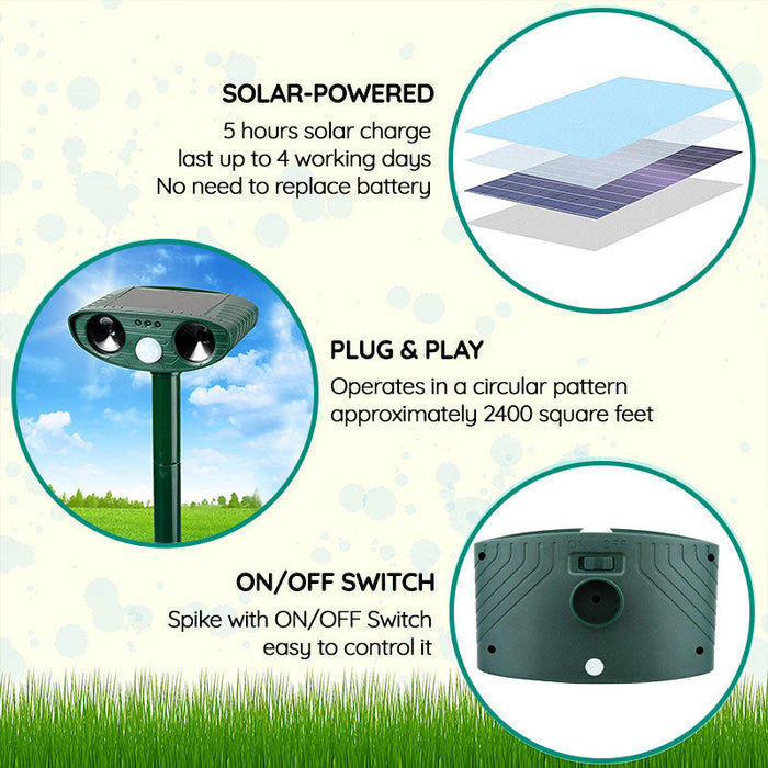 Vivolux | Waschbär Outdoor Ultrasonic Repeller - Solarbetriebener Ultrasonic Tier- und Schädlingabwehr - Befreien Sie sich innerhalb von 48 Stunden von Waschbären 4