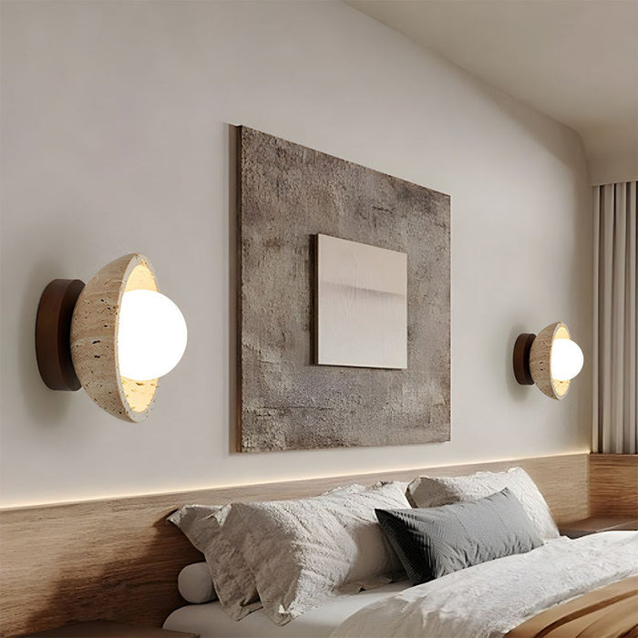 Rustic Stone LED Wall Light Fixture