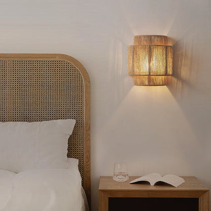 Rustic Woven Hemp LED Table Lamp