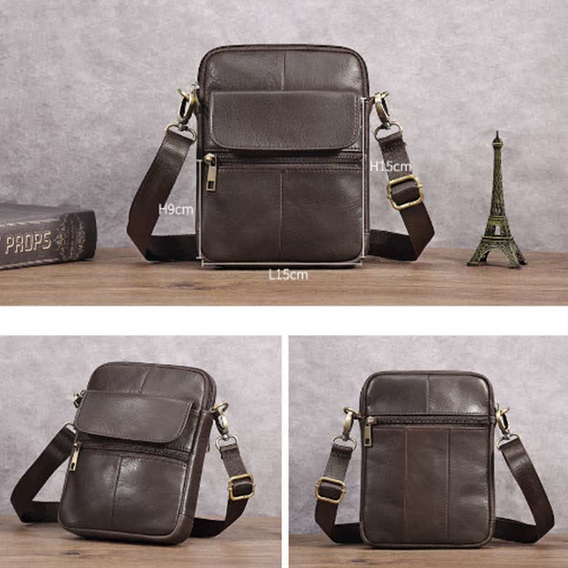 Men's Classic Leather Crossbody Messenger Bag