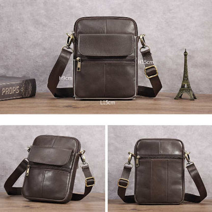 Men's Classic Leather Crossbody Messenger Bag