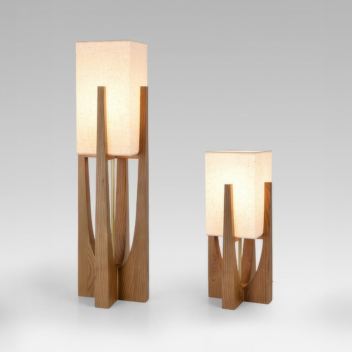 Rustic Wooden Base LED Floor Light