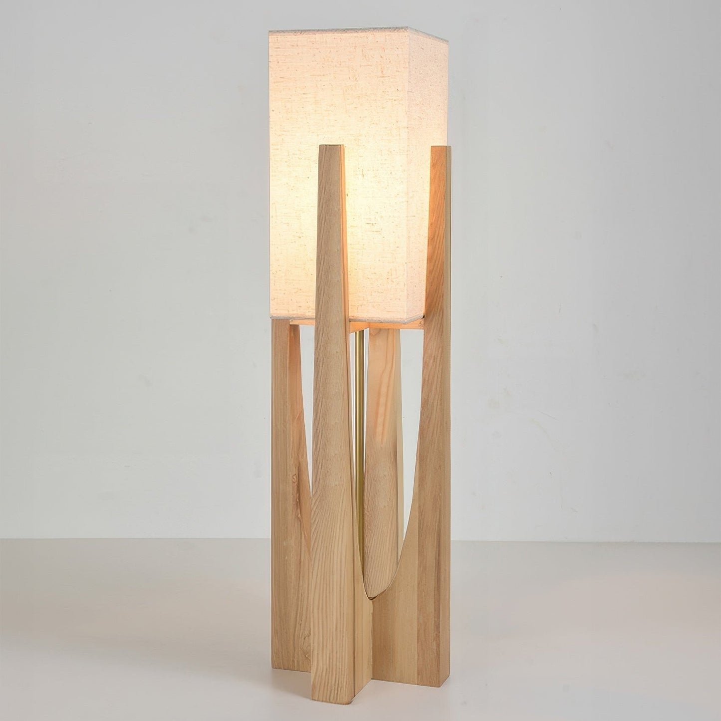 Rustic Wooden Base LED Floor Light
