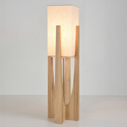 Rustic Wooden Base LED Floor Light