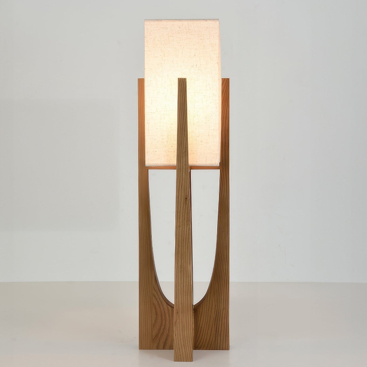 Rustic Wooden Base LED Floor Light