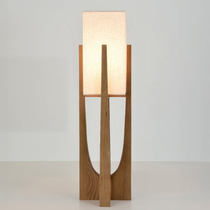 Rustic Wooden Base LED Floor Light