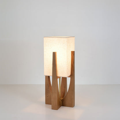 Rustic Wooden Base LED Floor Light