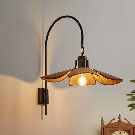 Simple Asian Inspired Wooden Wall Light - Fesara