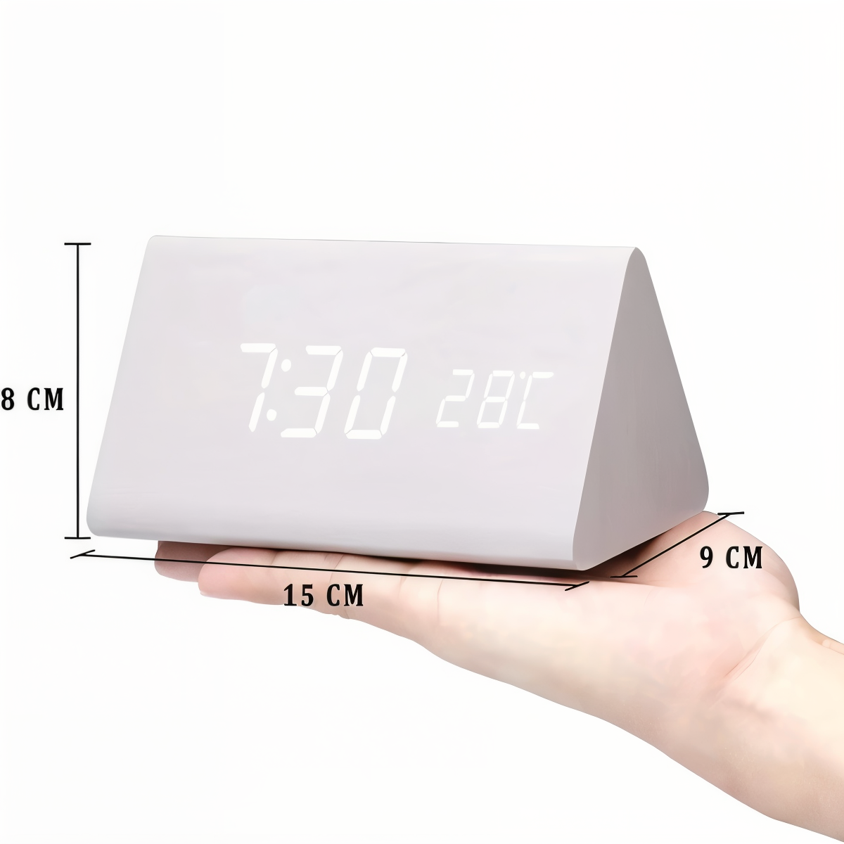 Smart Wooden LED Alarm Clock with Temperature Display
