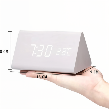 Smart Wooden LED Alarm Clock with Temperature Display
