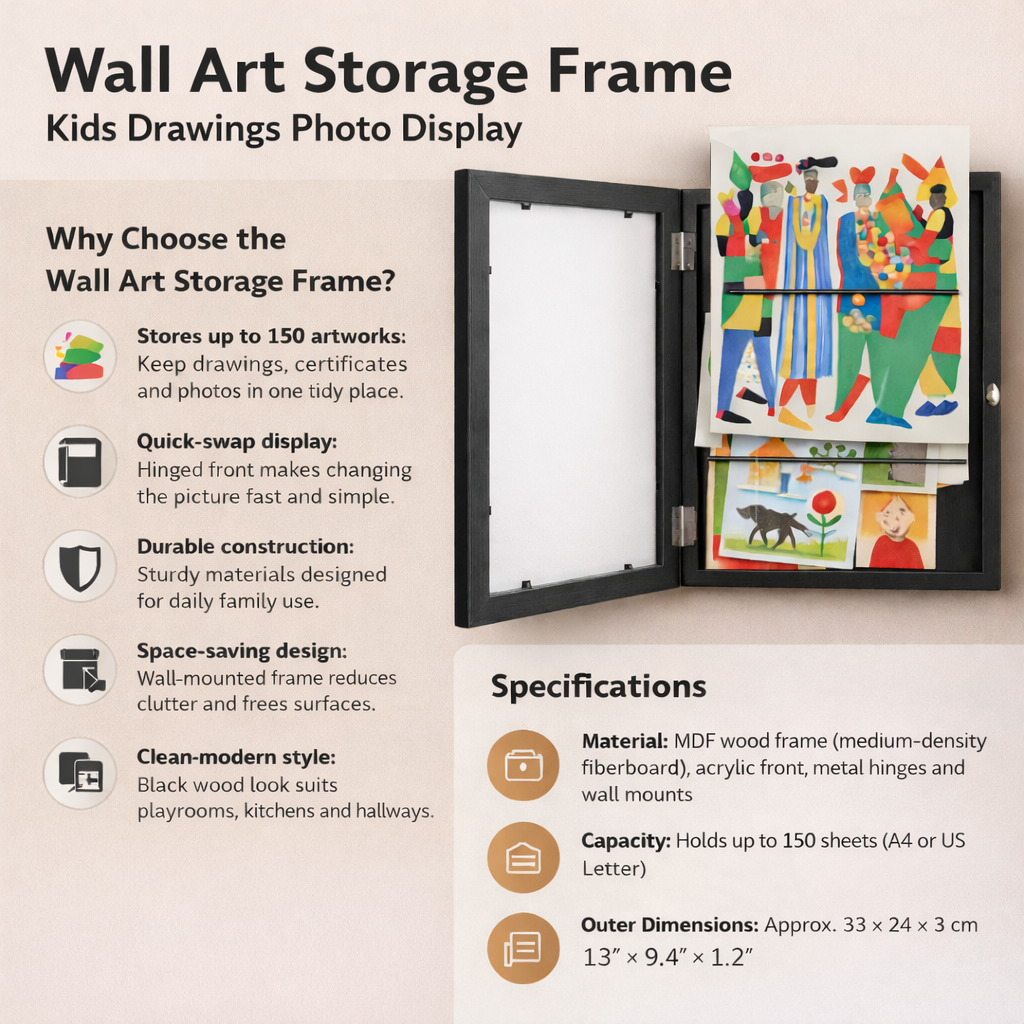 Kid's Artwork Picture Frame Storage Display