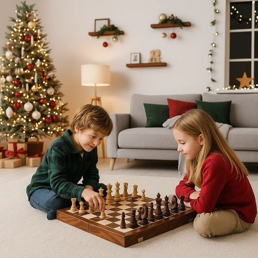 Portable Wooden Chess Set with Classic Game Board - Fesara