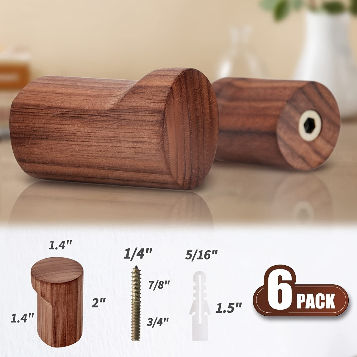 WalnutCraft | Elegant Compact Wooden Wall Hook for Coat and Key Storage 4