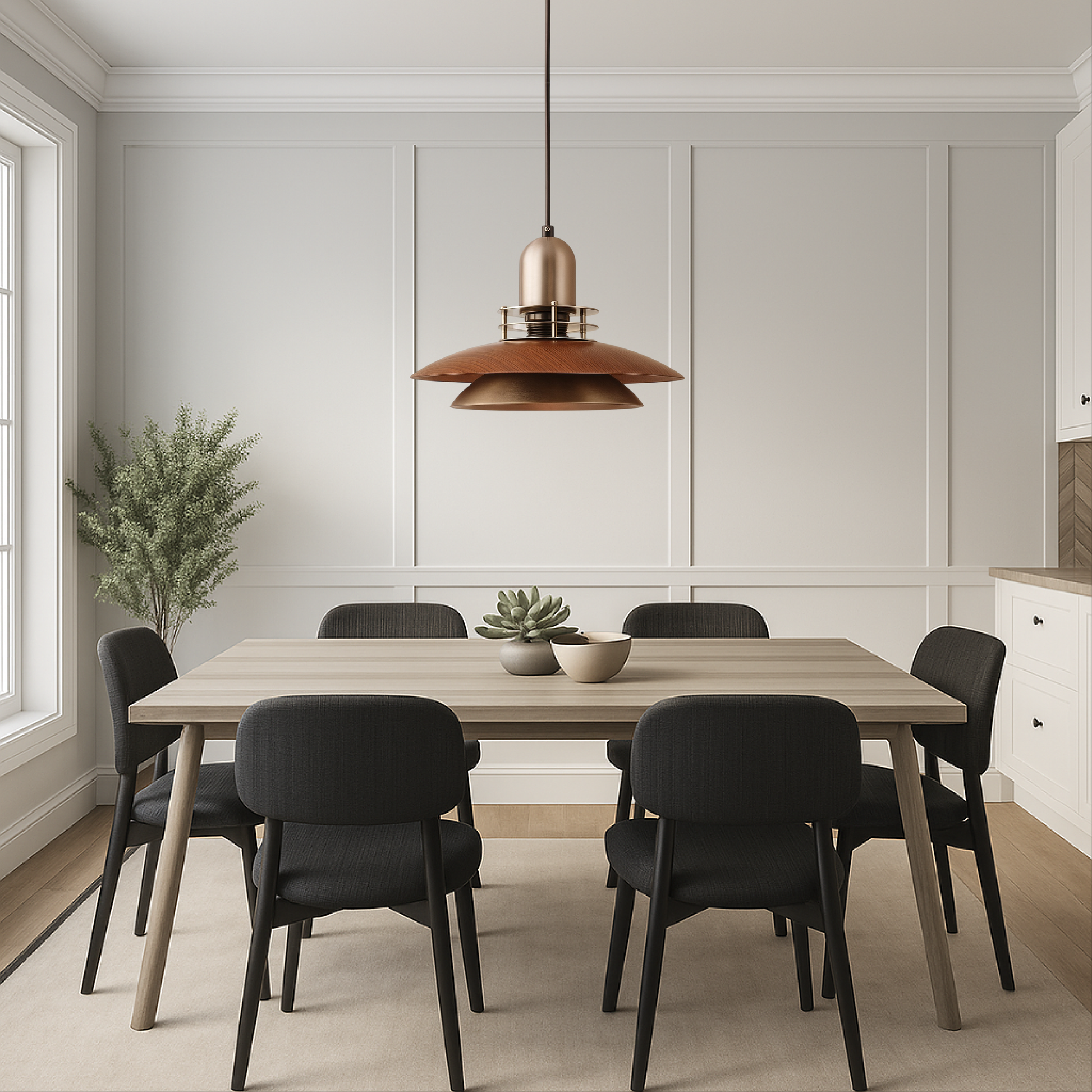 Walnut Wood Low Pendant Lamp 1