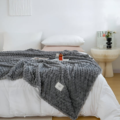 Plush Gray Throw Blanket Nordhavn Soft Warm Microfiber - Fesara