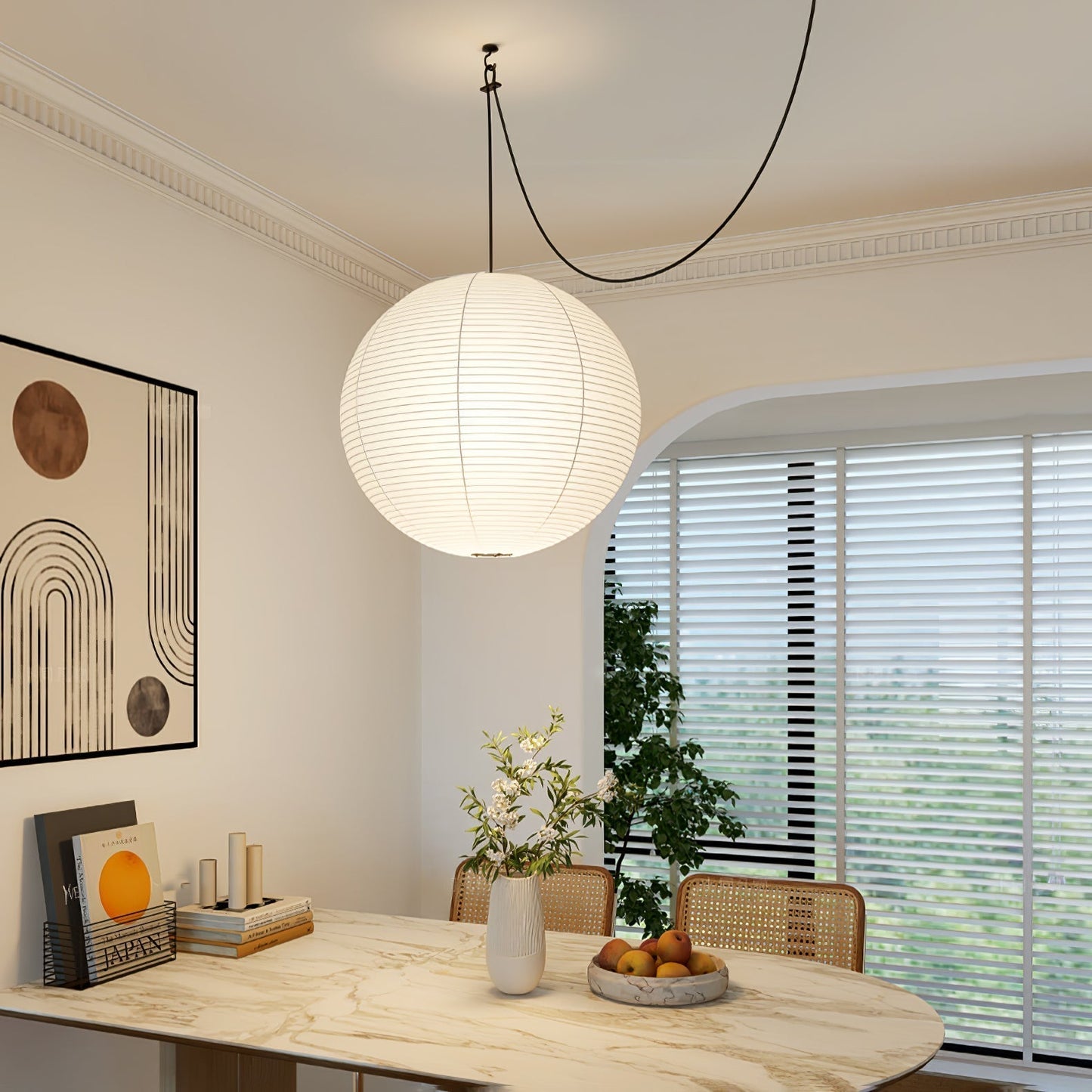 Unique Paper Globe Pendant Lamp 1-Light