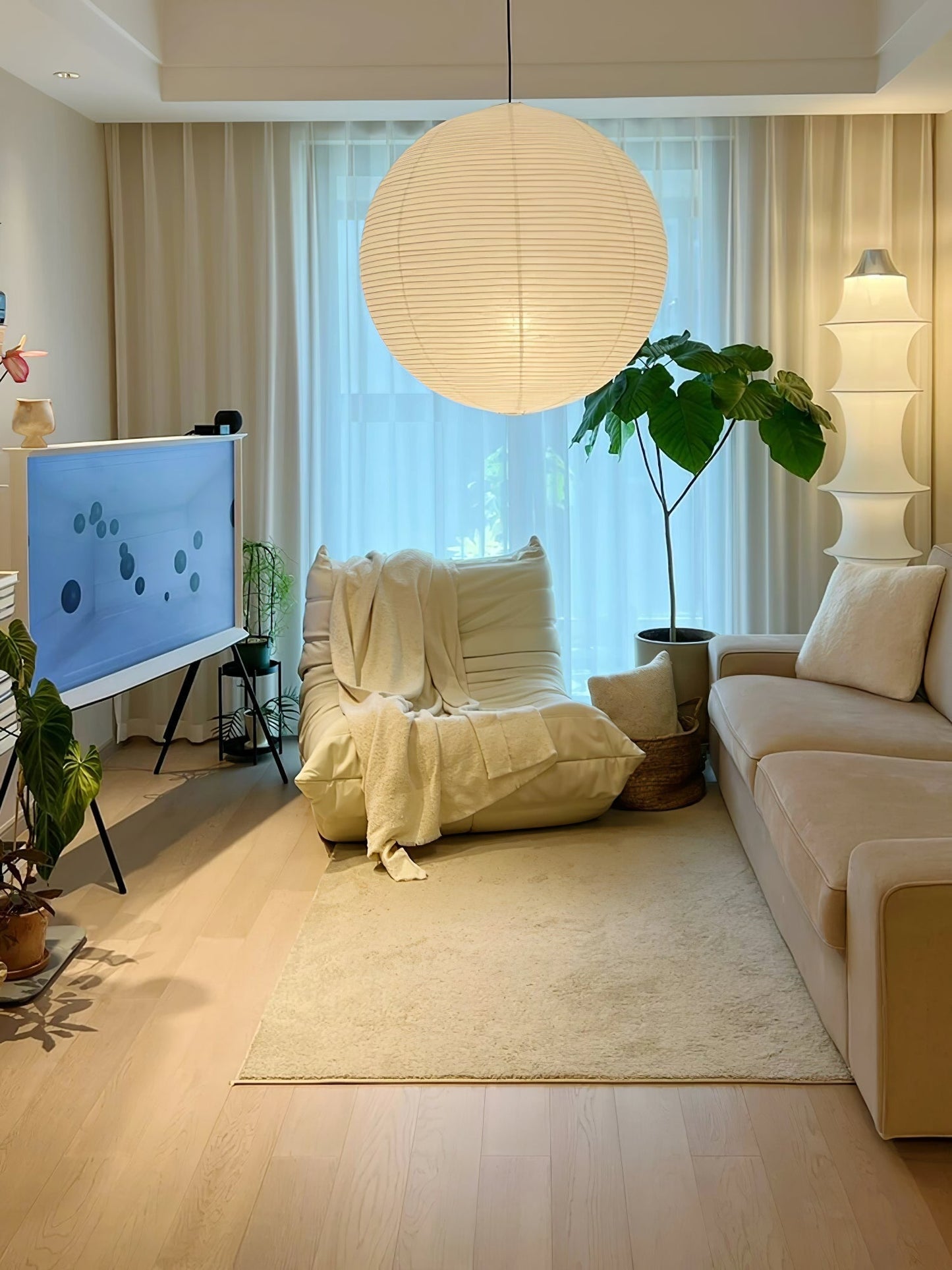 Unique Paper Globe Pendant Lamp 1-Light