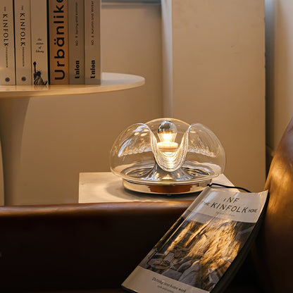 Sleek Table Lamp with Soft Wave Pattern