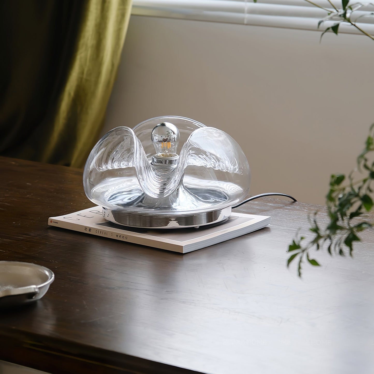 Sleek Table Lamp with Soft Wave Pattern